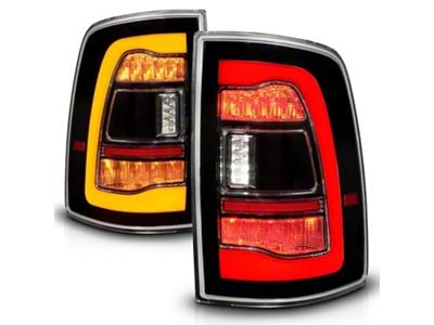 Amber Sequential LED Tail Lights; Black Housing; Clear Lens (10-18 RAM 3500)