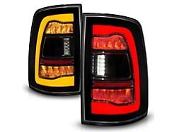 Amber Sequential LED Tail Lights; Black Housing; Smoked Lens (10-18 RAM 3500)