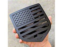 American Flag Tailgate Badge; Matte Black on Gloss Black (10-18 RAM 3500)