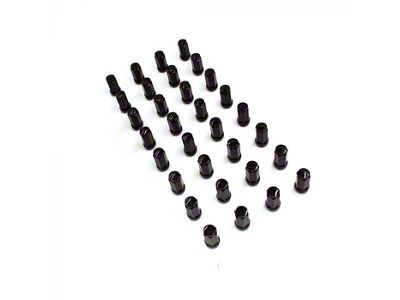 Black Bulge Acorn Lug Nut Kit; 14mm x 1.5; Set of 32 (12-24 RAM 3500)