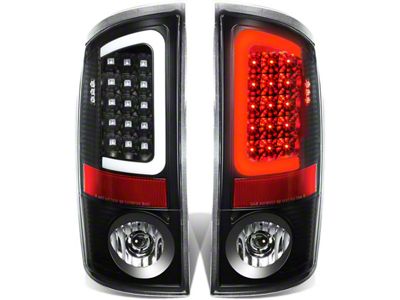 C-Bar LED Tail Lights; Black Housing; Clear Lens (07-09 RAM 3500)