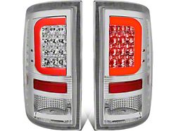 C-Bar LED Tail Lights; Chrome Housing; Clear Lens (10-18 RAM 3500 w/ Factory Halogen Tail Lights)