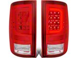 C-Bar LED Tail Lights; Chrome Housing; Red Lens (10-18 RAM 3500 w/ Factory Halogen Tail Lights)