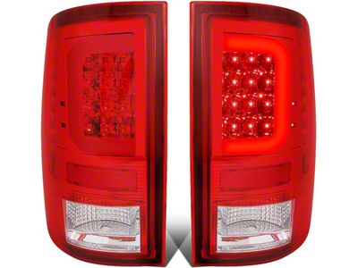 C-Bar LED Tail Lights; Chrome Housing; Red Lens (10-18 RAM 3500 w/ Factory Halogen Tail Lights)