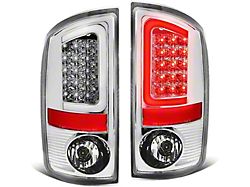 C-Bar LED Tail Lights; Chrome Housing; Clear Lens (03-06 RAM 3500)