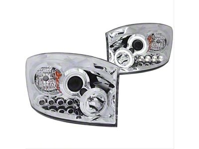 CCFL Halo Projector Headlights; Chrome Housing; Clear Lens (06-09 RAM 3500)