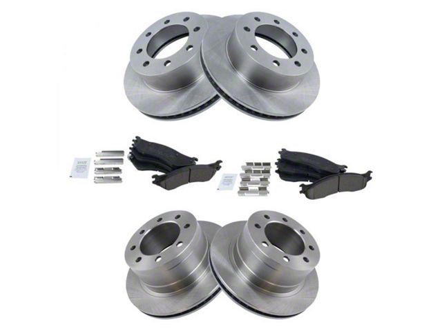 Ceramic 8-Lug Brake Rotor and Pad Kit; Front and Rear (03-08 RAM 3500)