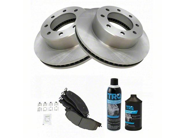 Ceramic 8-Lug Brake Rotor and Pad Kit; Front (09-18 RAM 3500)