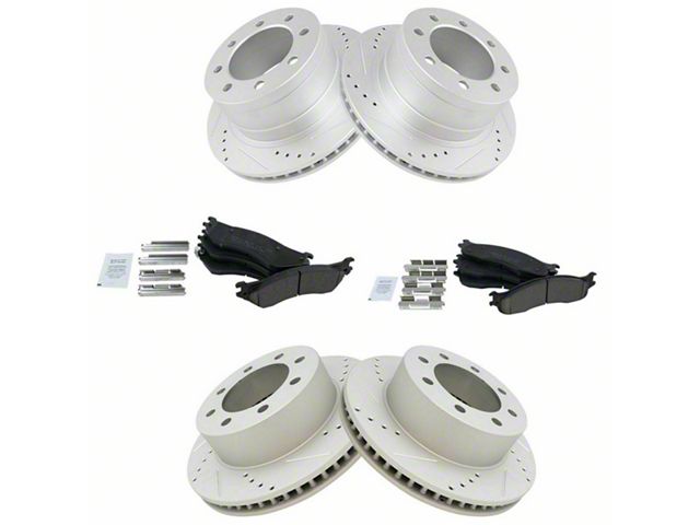 Ceramic Performance 8-Lug Brake Rotor and Pad Kit; Front and Rear (03-08 RAM 3500)