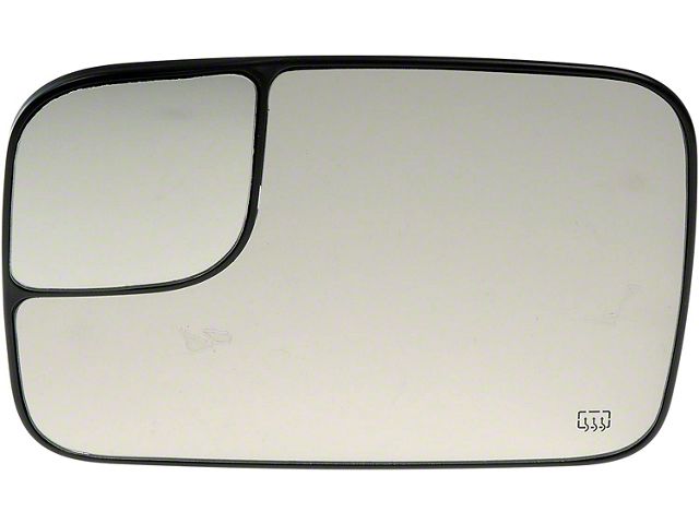 Door Mirror Glass; Heated Plastic Backed; Left; Fold-Away; Sales Code GPG; Power; Heated; With Trailer Tow Package (05-09 RAM 3500)