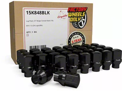 ET OEM Factory Style Black Lug Nut Kit; M14 x 1.5; Set of 32 (12-25 RAM 3500)