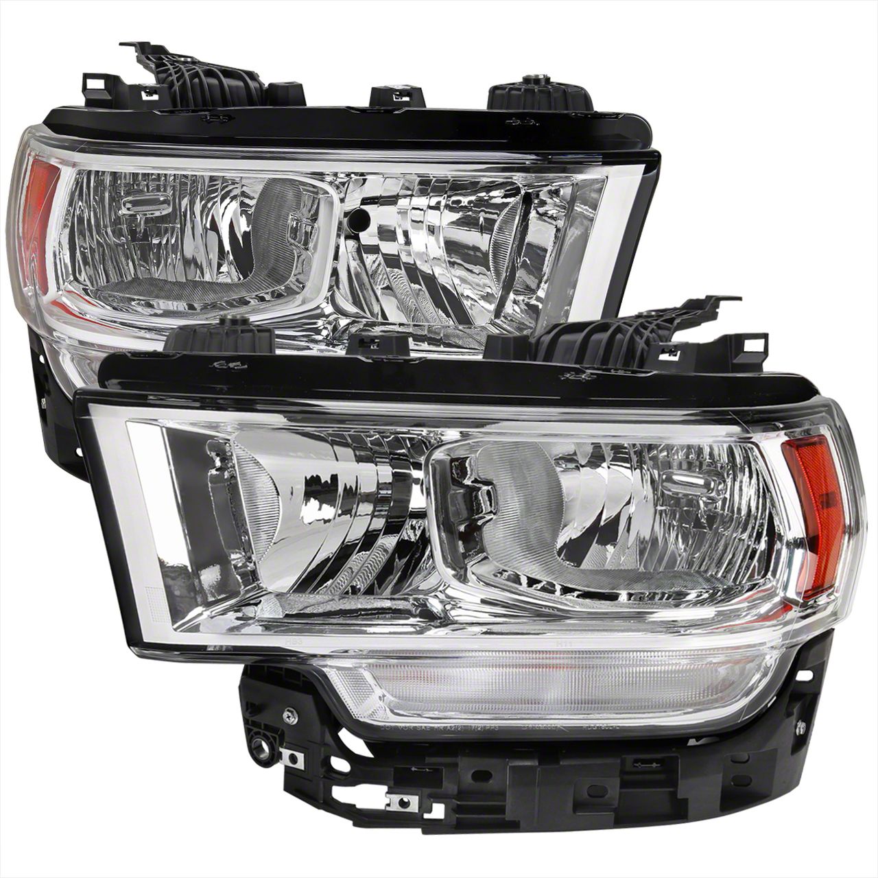 RAM 3500 Factory Style Headlights; Chrome Housing; Clear Lens (19-24