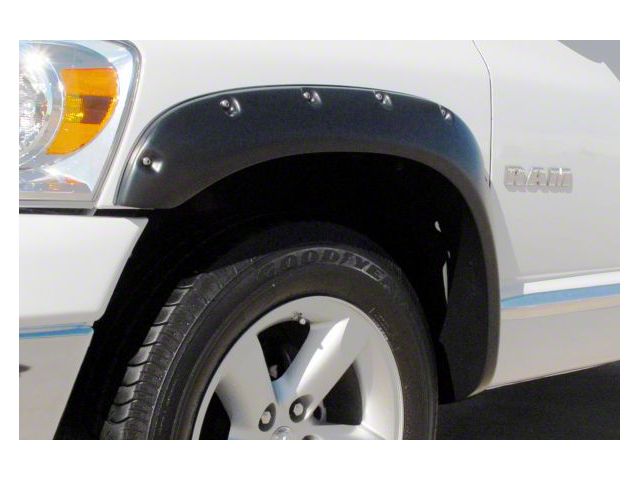 Elite Series Rivet Style Fender Flares; Front; Smooth Black (03-09 RAM 3500)