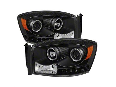 Halo Projector Headlights; Black Housing; Clear Lens (06-09 RAM 3500)