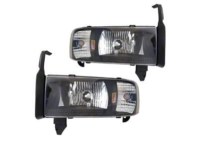 Halo Projector Headlights; Black Housing; Clear Lens (94-02 RAM 3500 w/o Sport Package)