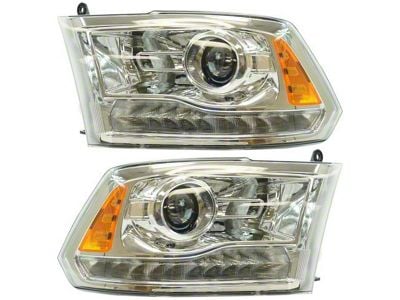 Halogen Headlights; Chrome Housing; Clear Lens (13-18 RAM 3500)