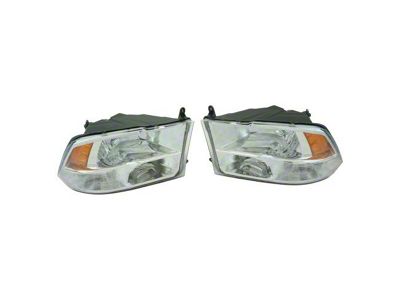 Halogen Headlights; Chrome Housing; Clear Lens (2010 RAM 3500 w/ Factory Quad Headlights)