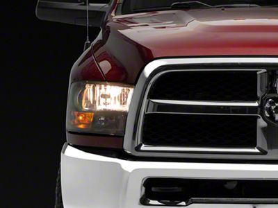 Headlights with Amber Corner Lights; Black Housing; Clear Lens (10-18 RAM 3500 w/ Factory Halogen Non-Projector Headlights)