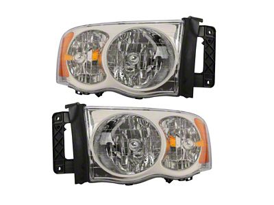 Headlights; Chrome Housing; Clear Lens (03-05 RAM 3500)