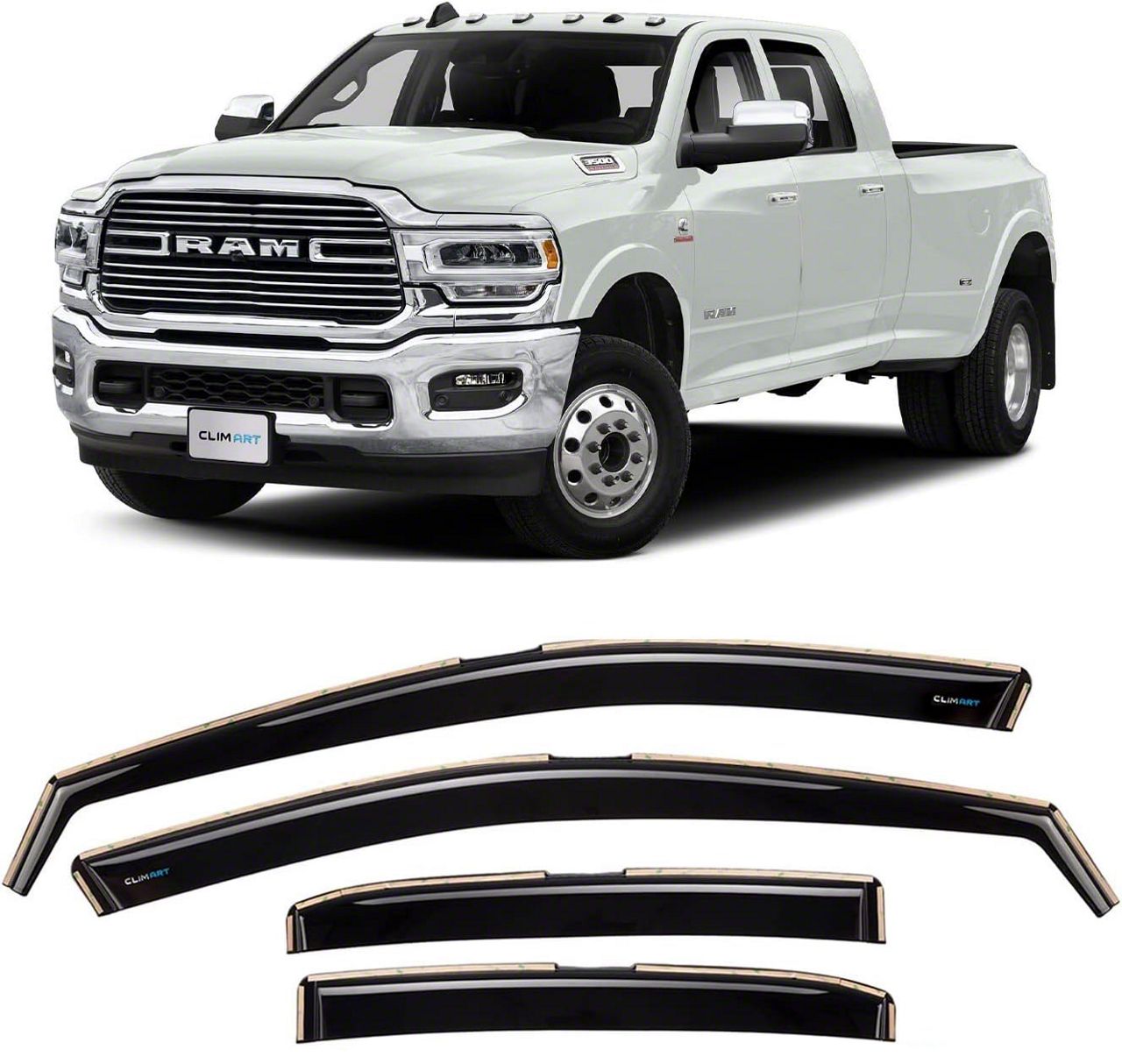 RAM 3500 in-Channel Window Deflectors (19-24 RAM 3500 Crew Cab, Mega ...