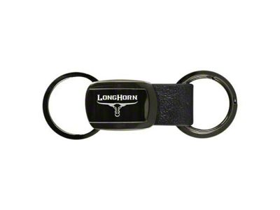 Longhorn Skull Double Valet Key Fob; Gunmetal