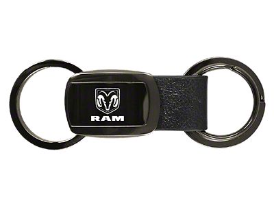 RAM Leather Tri-Ring Key Fob; Gunmetal