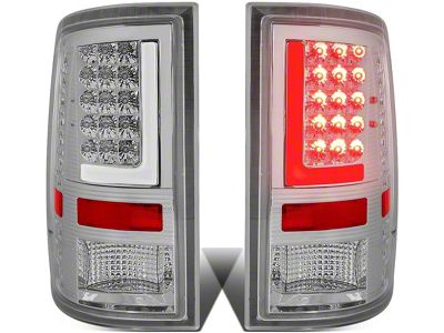 L-Bar LED Tail Lights; Chrome Housing; Clear Lens (10-18 RAM 3500 w/ Factory Halogen Tail Lights)