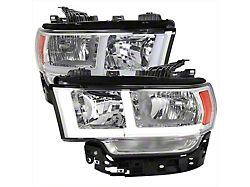 LED Bar Factory Style Headlights; Chrome Housing; Clear Lens (19-24 RAM 3500 w/ Factory Halogen Headlights)