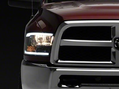 LED Bar Factory Style Headlights; Chrome Housing; Smoked Lens (10-18 RAM 3500 w/ Factory Halogen Headlights)