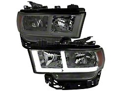 LED Bar Factory Style Headlights; Chrome Housing; Smoked Lens (19-24 RAM 3500 w/ Factory Halogen Headlights)