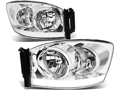 LED DRL Headlights with Clear Corner Lights; Chrome Housing; Clear Lens (06-09 RAM 3500)