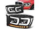 LED DRL Sequential Projector Headlights; Black Housing; Clear Lens (06-09 RAM 3500)