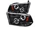 LED Halo Projector Headlights; Black Housing; Clear Lens (10-18 RAM 3500 w/ Factory Halogen Non-Projector Headlights)