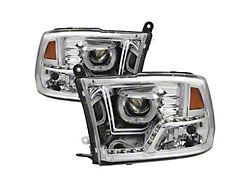 LED Halo Projector Headlights; Chrome Housing; Clear Lens (10-18 RAM 3500 w/ Factory Halogen Non-Projector Headlights)