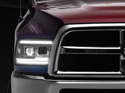 LED Strip Projector Headlights; White Housing; Clear Lens (10-18 RAM 3500 w/ Factory Halogen Headlights)