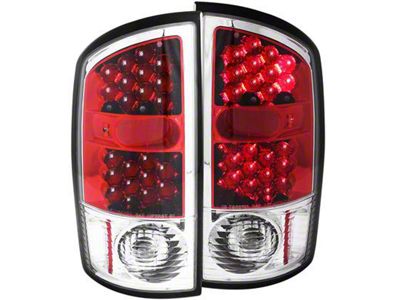 LED Tail Lights; Chrome Housing; Red Lens (03-06 RAM 3500)