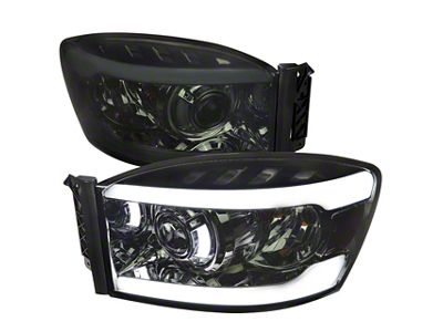 LED Tube Projector Headlights; Chrome Housing; Smoked Lens (06-09 RAM 3500)