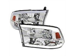 LED Tube Quad Style Headlights; Chrome Housing; Clear Lens (10-18 RAM 3500 w/ Factory Halogen Headlights)