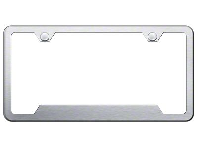 Cut-Out Wide Bottom License Plate Frame; Brushed Stainless (Universal; Some Adaptation May Be Required)