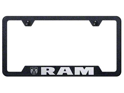 RAM Laser Etched Cut-Out License Plate Frame; Rugged Black (Universal; Some Adaptation May Be Required)