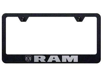 RAM Laser Etched Stainless Steel License Plate Frame; Rugged Black (Universal; Some Adaptation May Be Required)