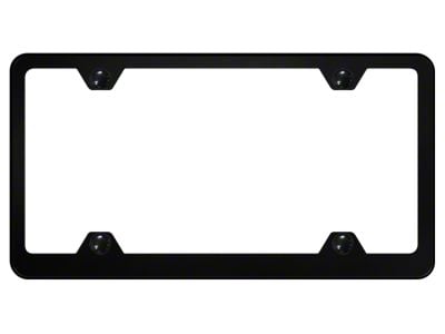 4-Hole Wide Body License Plate Frame; Black Powder-Coated Stainless (Universal; Some Adaptation May Be Required)