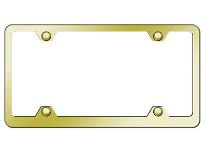 Wide Body Plain License Plate Frame; Gold (Universal; Some Adaptation May Be Required)