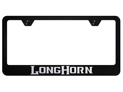 Longhorn Stainless Steel License Plate Frame; Laser Etched (Universal; Some Adaptation May Be Required)