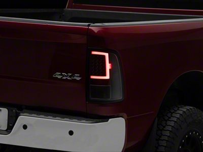 Light Bar LED Tail Lights; Black Housing; Clear Lens (10-18 RAM 3500 w/ Factory Halogen Tail Lights)