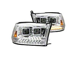 Light Bar Style Projector Headlights; Chrome Housing; Clear Lens (09-18 RAM 3500 w/ Factory Halogen Non-Projector Headlights)