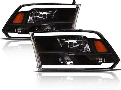 LM Series Headlights; Black Housing; Clear Lens (10-18 RAM 3500 w/ Factory Halogen Non-Projector Headlights)