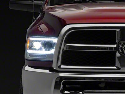 AlphaRex LUXX-Series 5th Gen 2500 G2 Style LED Projector Headlights; Chrome Housing; Clear Lens (13-18 RAM 3500 w/ Factory Halogen Projector Headlights)