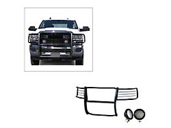 Modular Grille Guard with 5.30-Inch Black Round Flood LED Lights; Black (19-24 RAM 3500)