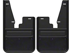 No-Drill Mud Flaps with Black Plate; Front (10-18 RAM 3500 SRW w/o OE Fender Flares)